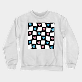 Floral Checker Board - Trans Pride Crewneck Sweatshirt